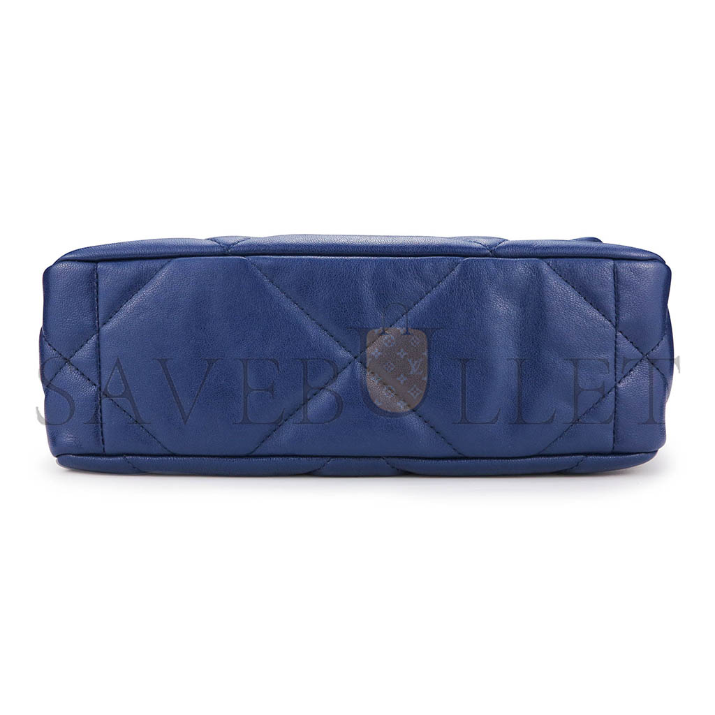 Ch*el 19 flap bag in navy blue lambskin as1160 (26*16*9cm)